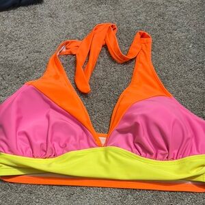 SHEIN Pink, Orange, and Yellow Bikini Top